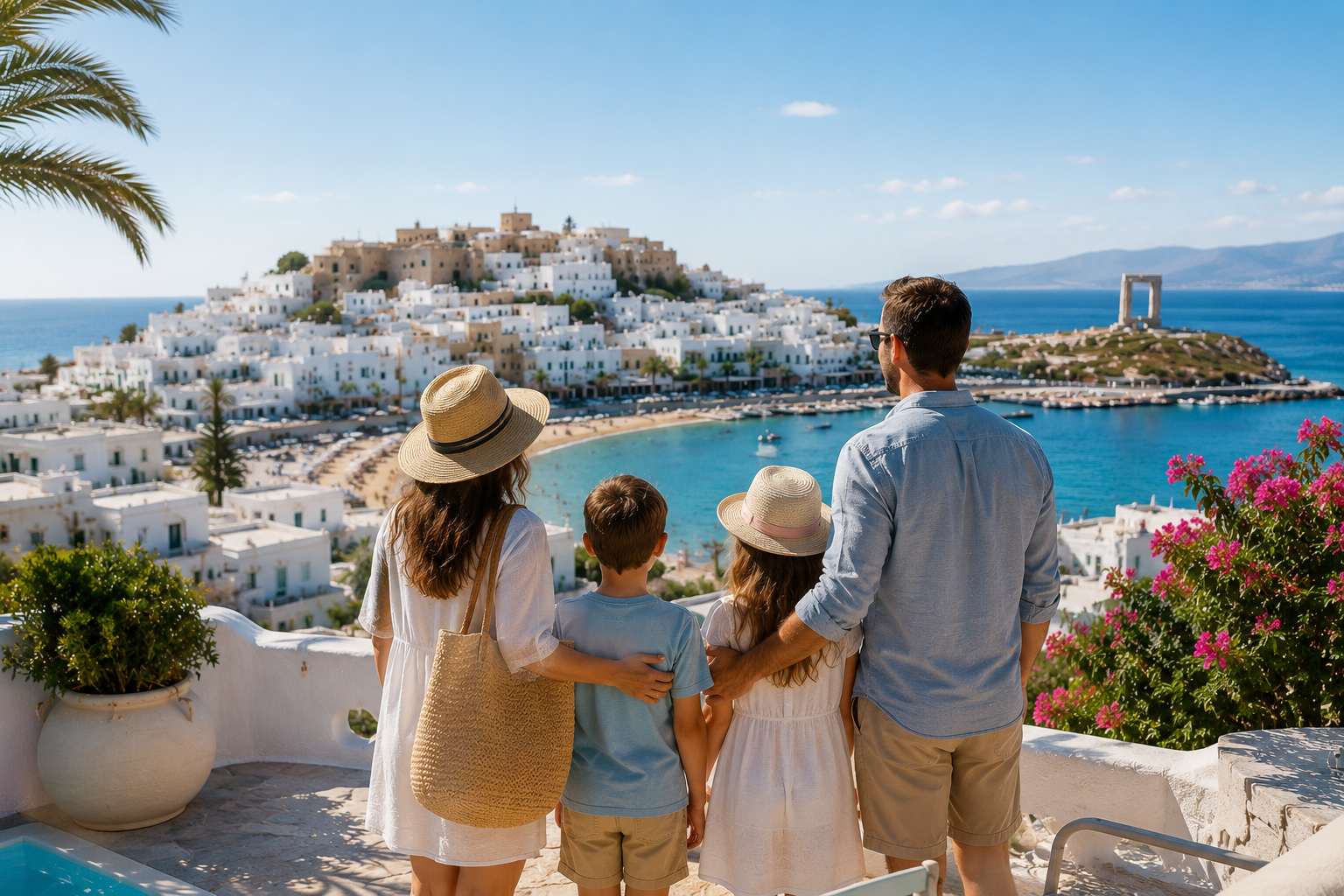 Family apartments with pool in Naxos